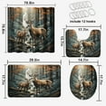 thumbnail image 2 of Deer 4 Pcs Shower Curtain Set Nature Forest Wildlife Animal Elk Woodland Waterfall with Toilet Lid Cover and Bath Mat, Waterproof Shower Curtain with 12 Hooks, 72x72 Inch, 2 of 4