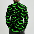 thumbnail image 4 of Domuza Long Sleeve Button Up Shirts for Men Halloween Novelty Spooky Print Loose Fit T Shirt Casual Lightweight Lapel Tops for Halloween Party Fluorescent Green 2XL, 4 of 7