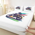 thumbnail image 3 of jejeloiu Racing Games Bed Sheets,Extreme Motorcycle Lovers King Sheets For Boys 4 Pieces, 3 of 7
