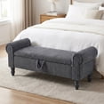 thumbnail image 2 of Modern Large Upholstered Storage Bench with Lift-Top Lid & Upgraded Soft-Close Mechanism, Corduroy Ottoman, Frame & Plywood Suitable for Bedroom, Entryway, Closet, Space-Saving Furniture, Grey, 2 of 8