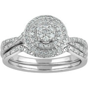 1/3 Carat T.W. Diamond Frame Twist Sterling Silver Bridal Set