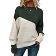 thumbnail image 2 of Suéter Casual de Color Block para Mujer, Cuello Redondo, Larga, Punto Acanalado Verde XL, 2 of 8