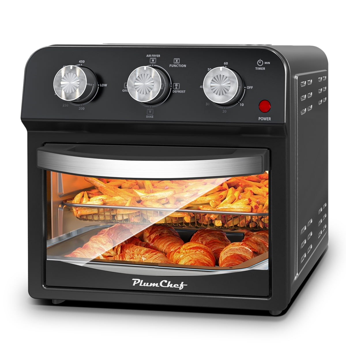 Black 12.5 Quart 7-in-1 Air Fryer Convection Toaster Oven - 1500W 4 Cooking Modes Stainless Steel