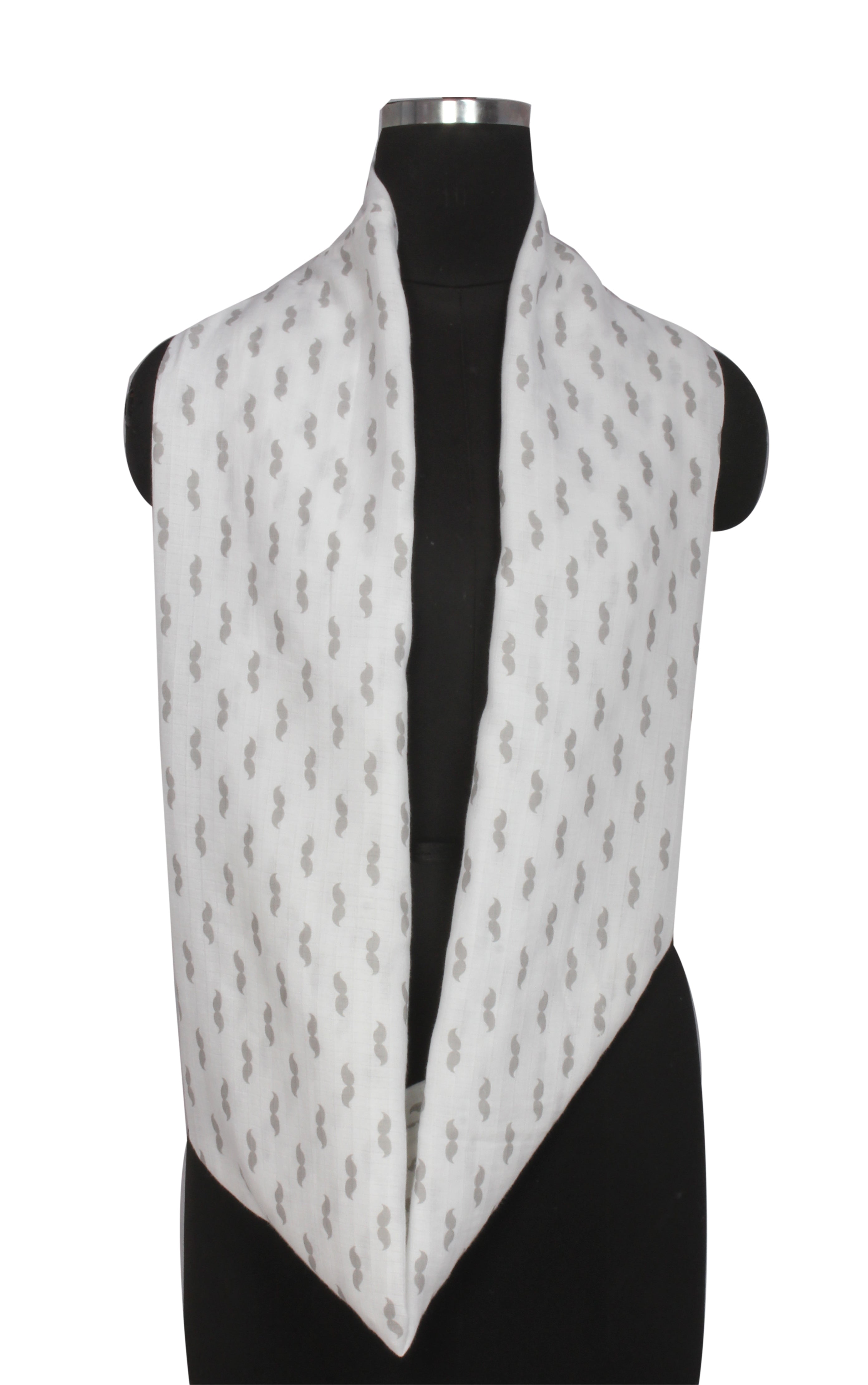 Mustache Grey Muslin Nursing Scarf