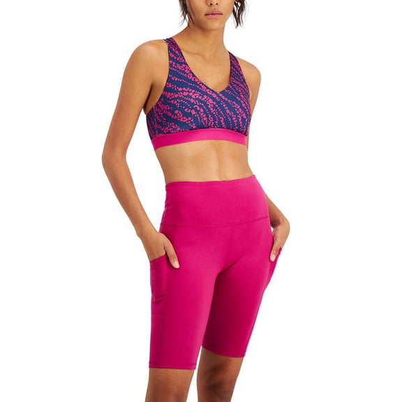 ID Ideology Women's Cheetah Print Strappy Low Impact Sports Bra Purple Size Small