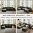 thumbnail image 3 of 10x6 Feet Boneless Sectional Couch, Convertible L-Shaped Cloud Sofa, 3 Seater Modular Memory Foam Couch for Medium Room (Grey, Left Facing Chaise), 3 of 9