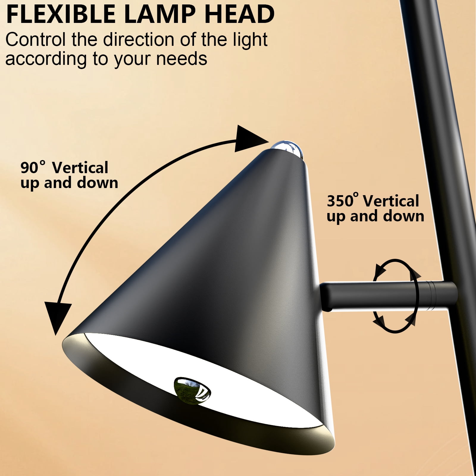 63 in 3 Light Led Floor Lamp 5-CCT Dimmable with Magnetic Remote Control for Living Room Bedroom Office ,Black