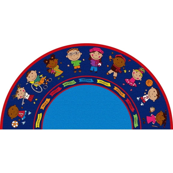 KidCarpet.com Friends Semicircle Classroom Seating Rug 12' x 6' Area Rugs for Kids Bedroom Classroom Nursery Decor | Educational Learning Rug for Children's Playroom