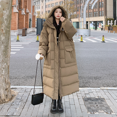 thumbnail image 4 of Chaquetas largas para mujer, abrigos con capucha, chaquetas de plumón con estampados de moda coreana, resistentes al viento, gruesas, cálidas, abrigos casuales holgados tipo parka, 4 of 4