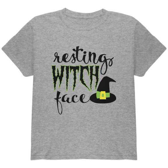 Halloween Resting Witch Face Youth T Shirt Heather YMD