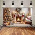 thumbnail image 2 of Christmas Fireplace Background Photography Xmas Trees Candle Carpet Photoz Backdrop Childr Studio Photocall Props, 2 of 8