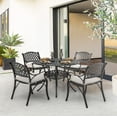 thumbnail image 4 of Nuu Garden Cast Aluminum Outdoor 5-Piece Patio Dining Set, Patio Bistro Furniture Set, 4 Patio Chairs with Cushions, Dining Table with Umbrella Hole, Black and Beige, 4 of 9
