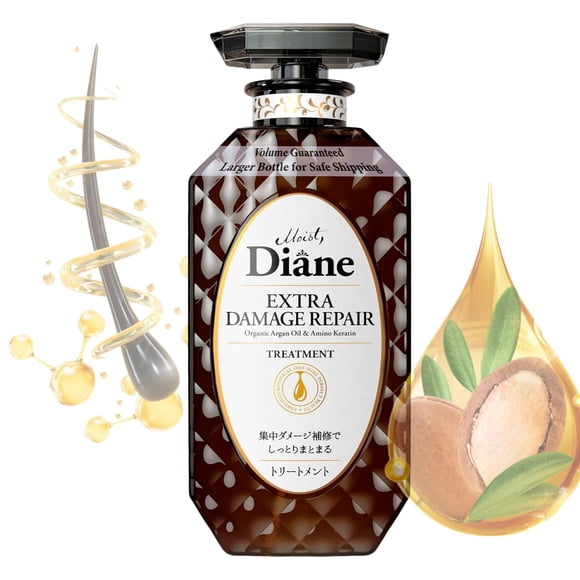 Acondicionador de cabello natural Moist Diane con bomba para hombres y mujeres Tratamiento hidratante e hidratante de queratina orgánica para cabello dañado y seco de Japón Reparación extra de daños 1
