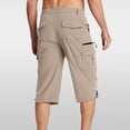thumbnail image 6 of ZOYOEN Mens Capris Pockets with Pockets- Stretch Comfort Waist Casual Relaxed Fit Cargo Shorts Coffee Size 34, 6 of 7