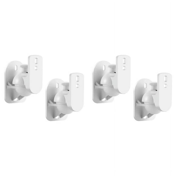 4PCS Universal Speaker Wall Mount Bracket Ceiling Stand Clamp with Adjustable Swivel and Tilt Angle Rotation,4 x Wall bracket for audio hanger(with installation package),White