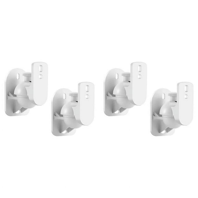 4 Pcs Support Mural Universel pour Haut-Parleur Pince de Plafond avec Rotation Réglable de l'Angle de Pivot et d'Inclinaison, 4 x Support Mural pour audio (avec package d'Installation), Blanc