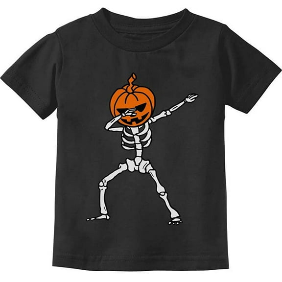 Skeleton Dabbing Shirt Floss Dance Pumpkin Halloween Youth Kids Tshirt