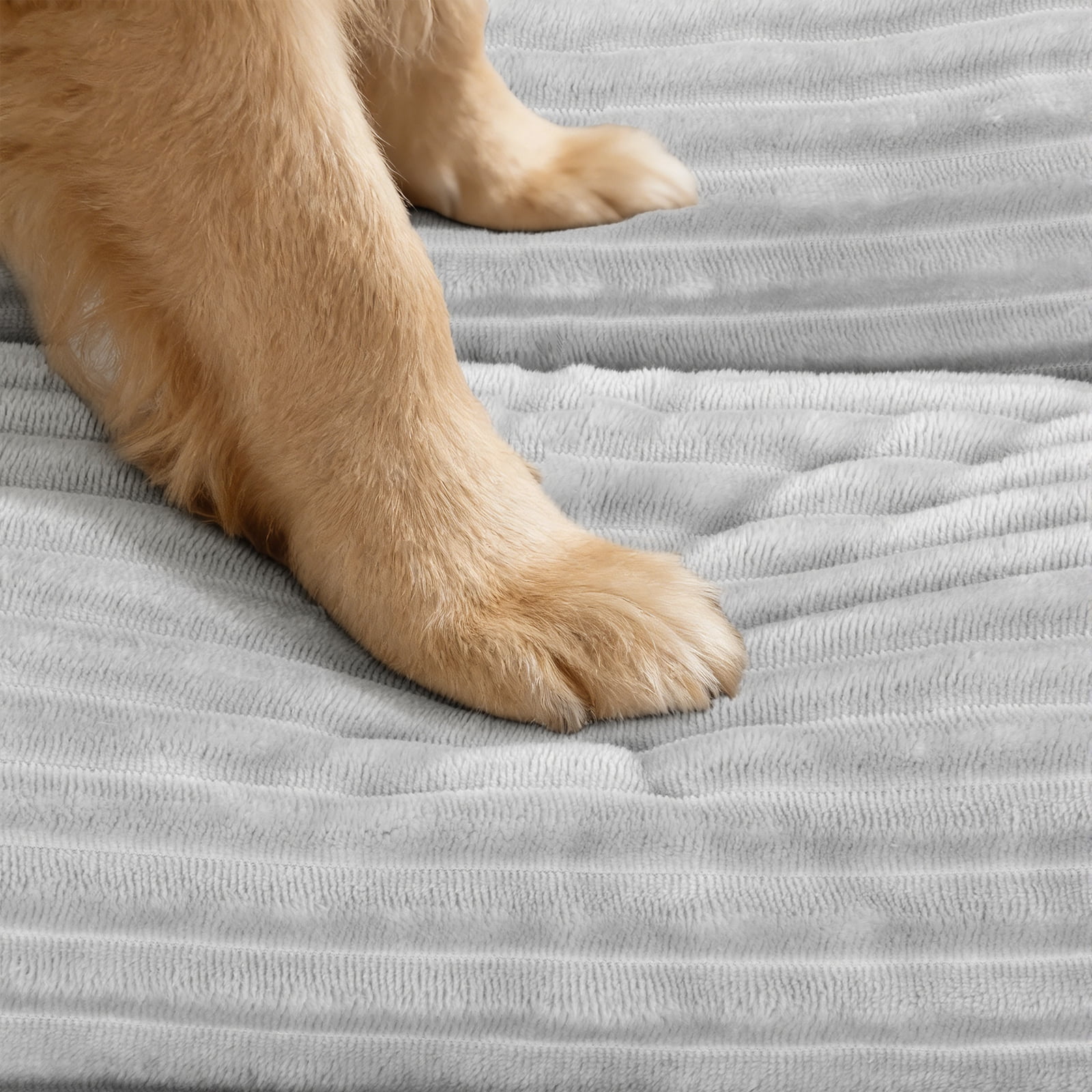Vaukki Dog Bed with Non Slip Bottom,Removable Machine Washable Soft Plush Dog Crate Bed,23.6"x18.5",Gray