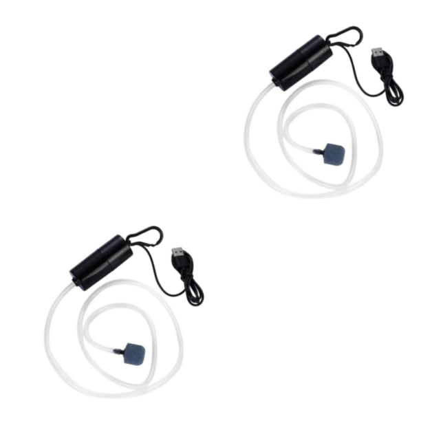 Greeniant Bomba de aire de oxígeno portátil para acuario, oxigenador pequeño USB, tanque de peces, compresor silencioso, aireador para pesca, Negro 2Conjunto