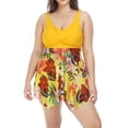 thumbnail image 1 of TSEXIEFOOFU Women Plus Size 2 Pieces Tankini Swimsuits Leaves Floral Print Patchwork V-Neck Tops and High Waist Shorts Bottoms Bikini Set(Yellow,XXXL), 1 of 9