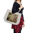thumbnail image 2 of Horror House Shopping Bag, Grunge Dirty Wall Bloody Hand Print Murky Palm Trace Victim Violence, Eco-Friendly Reusable Bag for Groceries Beach and More, 15.5" X 14.5", Cream, by Ambesonne, 2 of 2