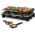 thumbnail image 1 of Gril de Table à Raclette, Gril Électrique d'Intérieur CUSIMAX, Gril BBQ Coréen Portable avec Plaque Antiadhésive Réversible 2 en 1 et Pierre de Gril Naturelle, Gril de Fête Électrique 1500 W, 8 Plaques à Raclette et Spatules en Bois, 1 of 7