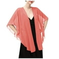 thumbnail image 2 of HJYCHN Shawl Wraps for Women Solid Color Open Front Cape Shawl Flowy Oversized Sleeves Cover up for Wedding Party Evening Sun Cover Scarf for Women Watermelon Red A, 2 of 5