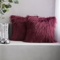 thumbnail image 3 of Phantoscope 22" x 22" Faux Fur Decorative Throw Pillow, Plush Cushion with Insert for Couch, Bed, Chair, Dark Purple, 1 Pack, 3 of 6