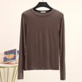thumbnail image 1 of LNGOOR Modal Solid Basic Tshirt O Neck Long Sleeves Women Autumn Bottoming Tee Tops All match Tee Shirt Plus size undershirt, 1 of 7