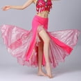 thumbnail image 5 of BLTIBY Belly Dance Sequin Split Skirt for Women Dance Wrap Hip Skirt Ladies Stage Performance Long Dress Dance Practice Half Skirts Hot Pink Free Size, 5 of 6