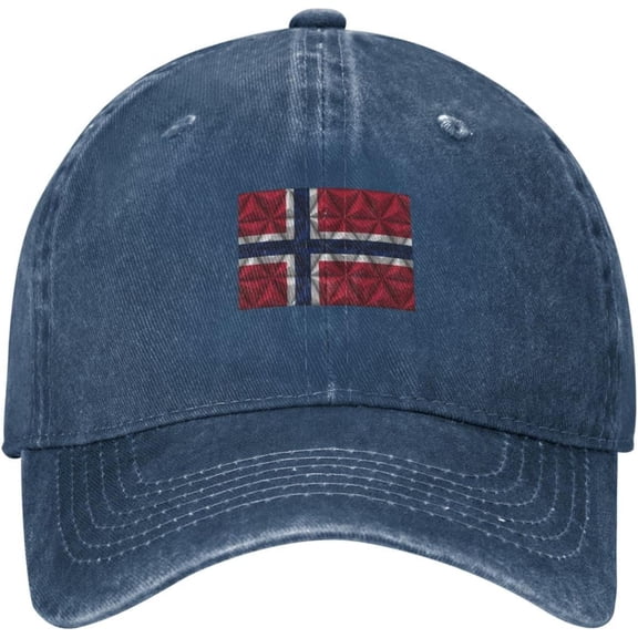 Norwegian Flag with Polygonal Effect Baseball Cap for Men Women Vintage Cowboy Hat Adult Casquette Navy Blue
