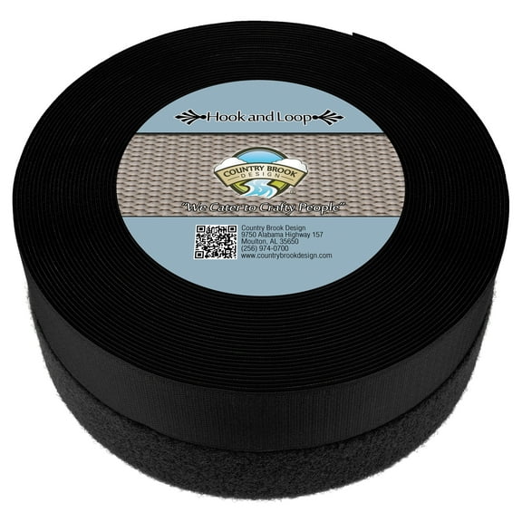 Country Brook Design® Black Sew on Hook and Loop (2 inch, 10 yards)