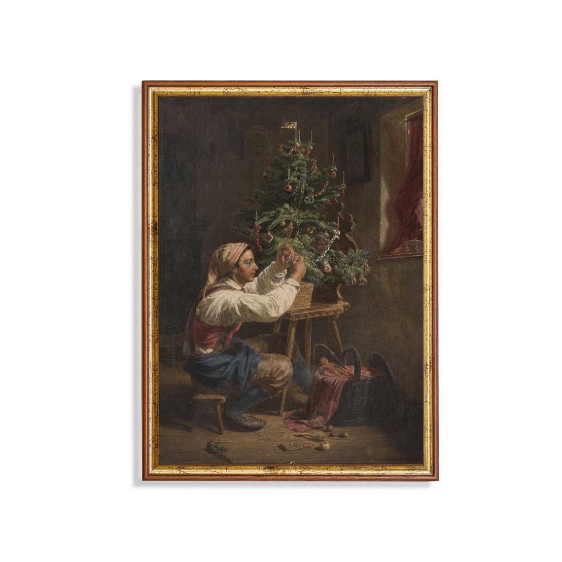 Vintage Christmas Tree Wall Art Print Antique Holiday Seasonal Living Room And Home Decor