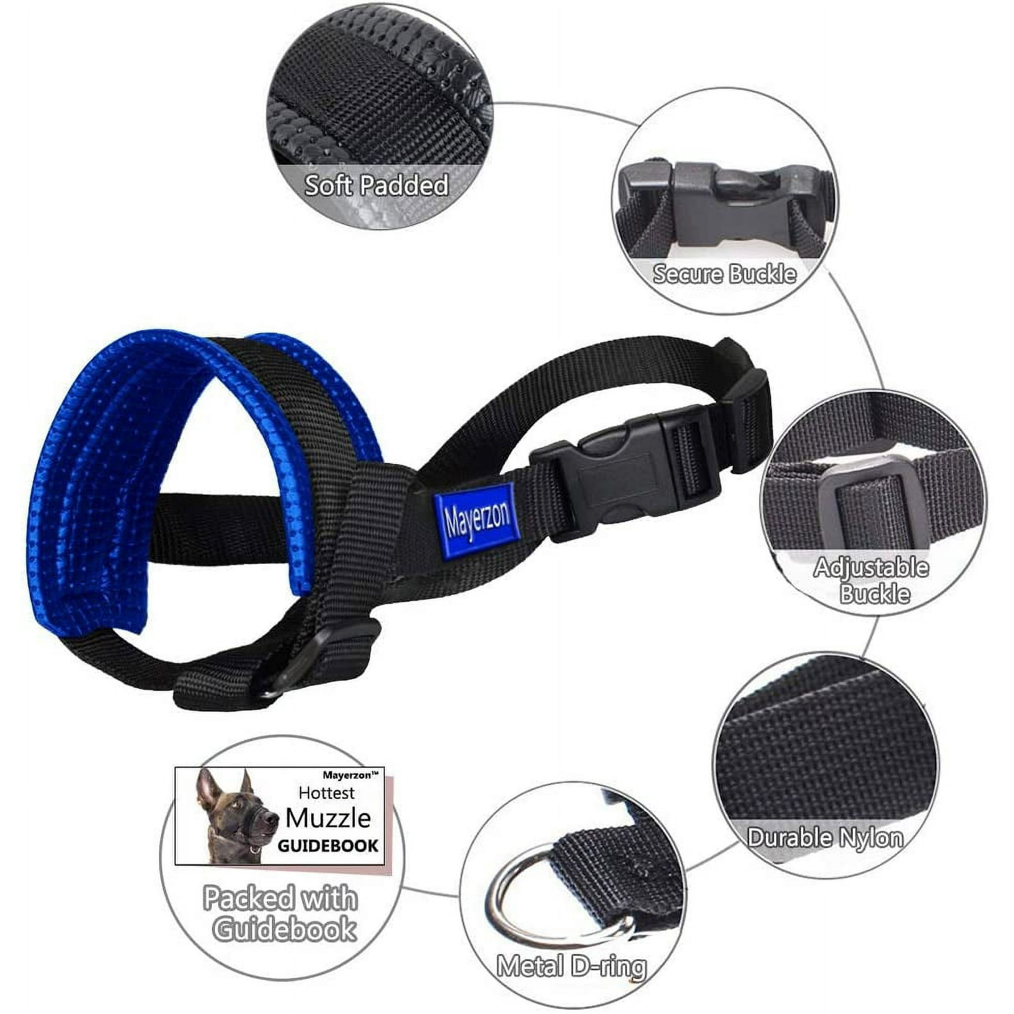 Yundap Gentle Muzzle For Dogs nylon Dog Muzzle For Dogs Nylon Soft Padding prevent From Biting barking And Chewing adjustable Loop Other Black