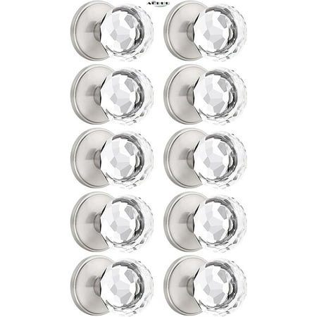 

10 PCs. crystal false door handle transparent faceted glass door handle for French door / cloakroom internal Satin Nickel false handle with heavy rosette