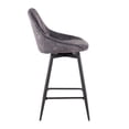 thumbnail image 3 of Lumisource Diana Contemporary Counter Stool in Black Steel and Grey Velvet - Set of 2, 3 of 7
