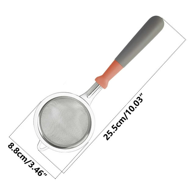 RKSTN Stainless Steel Spoon Plastic Handle, Stainless Steel Spoon, Mesh Filter, 304 Stainless Steel Skimming Spoon, with Vacuum Ergonomic Handle, Kitchen Cooking Kitchen Gadgets