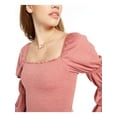 thumbnail image 3 of REWASH Womens Pink Long Sleeve Square Neck Blouse Size: M, 3 of 4