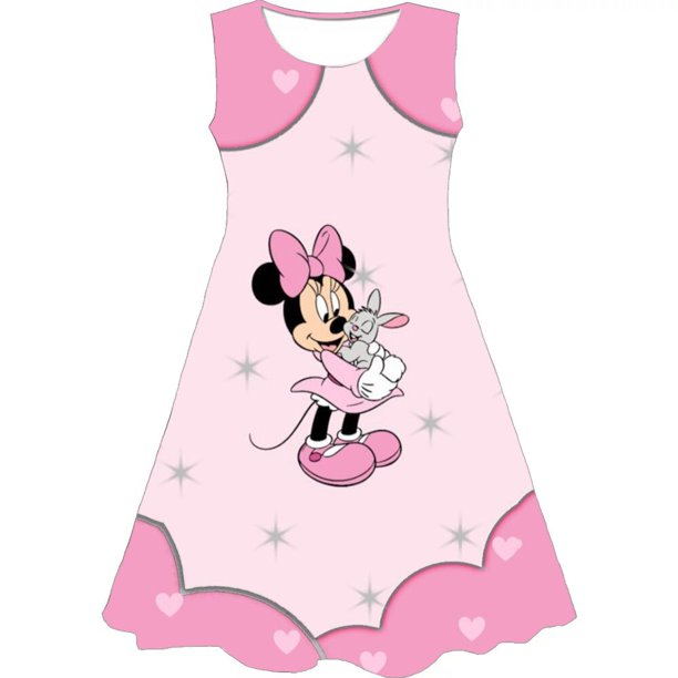 Vestido de verano para niñas de Minnie, vestido sin mangas con estampado de Minnie Mickey, nuevo vestido sin mangas de moda informal en verano, Super Cute150 Gao Jinjia LED