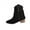 Black, variant on Womens Low Heel Short Boots Suede Pointed Toe Ankle Boots with Tassels Western Style Fashion Boots for Fall Winter Trendy Army Green