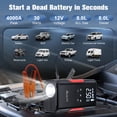 thumbnail image 2 of ALILYY Car Jump Starter with Air Compressor 150PSI Tire Inflator ,4000A Peak Car Battery Jump Starter (8.0L Gas or 8.0L Diesel) 32000mAh Battery Jump Box with LED Light,Black, 2 of 12