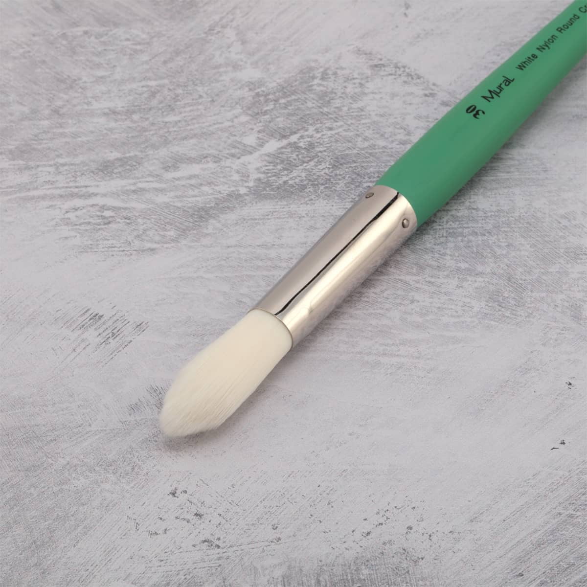 Creative Mark Art Supplies Large Mural Synthetic White Filament Paint Brush - Round #30 - Artist Supplies for Acrylics, Watercolors, and Oils - Durable, Resilient, Seamless Ferrules
