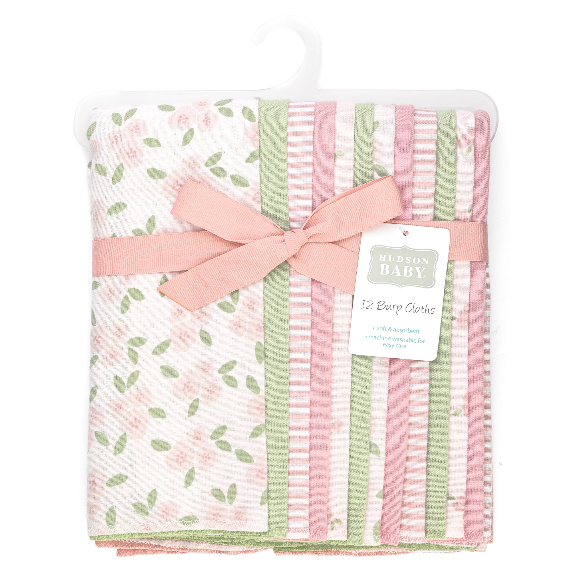 Hudson Baby Girl Cotton Polyester Flannel Burp Cloths Bundle 12-Pack, Sweet Little Floral, One Size