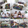 thumbnail image 5 of 3 Piece Yellow Purple Green Duvet Cover Set Full Size, Microfiber Comforter/Quilt Cover with Corner Ties and 2 Pillowcases, Modern Abstract Art Geometric All Season Soft Bedding with Zipper Closure, 5 of 8