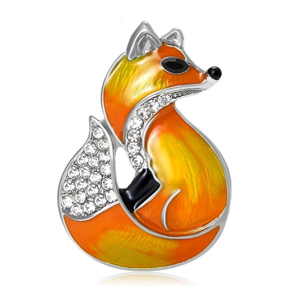 LICEWO Cartoon Enamel Foxes Brooch With Rhinestones Elegant Pin Adornment For Women Party Accessories Gift