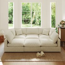 Indecor Home 95.4" Modular Sectional Sofa Couch, Upholstered Sleeper Sofa Bed Cloud Sofa for Living Room Office Apartment