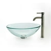 KRAUS Glass Vessel Sink with Ramus Faucet in Satin Nickel