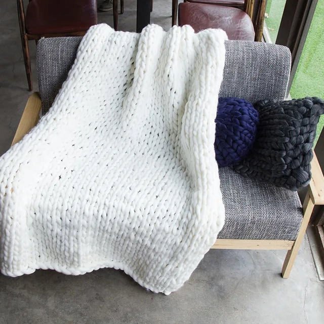 Thick Crochet Chunky Cable Knit Blanket Beautiful Handmade Cover Yarn Wool Bulky Bed Spread Throw For Home Decor