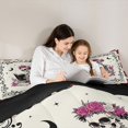 thumbnail image 4 of Homewish Retro Reading Skeleton Twin Bedding for Kids, Checkered Rose Witchy Bedding Comforter Set, Black Reversible, 7-Piece, 4 of 7