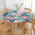 thumbnail image 3 of Colorful Floral Round Tablecloth with Boho Chic Design, Elastic Hem for Secure Fit 52-56 Inch Tables, Washable, 3 of 7